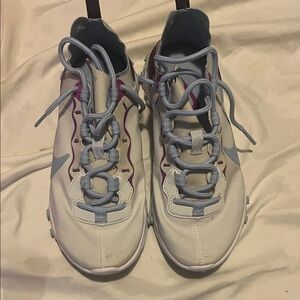 Nike Women's White and Light Blue Sneakers with Pink Accents